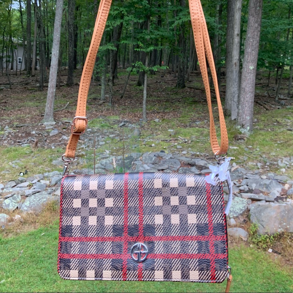 Giani BerniniBlock Signature Plaid/Brown Crossbody